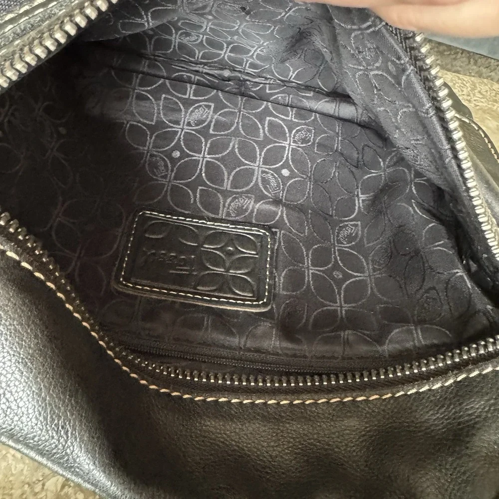 Fossil Y2K Sutton Crossbody Bag Black Pebble Leather Hobo Gorpcore Purse
